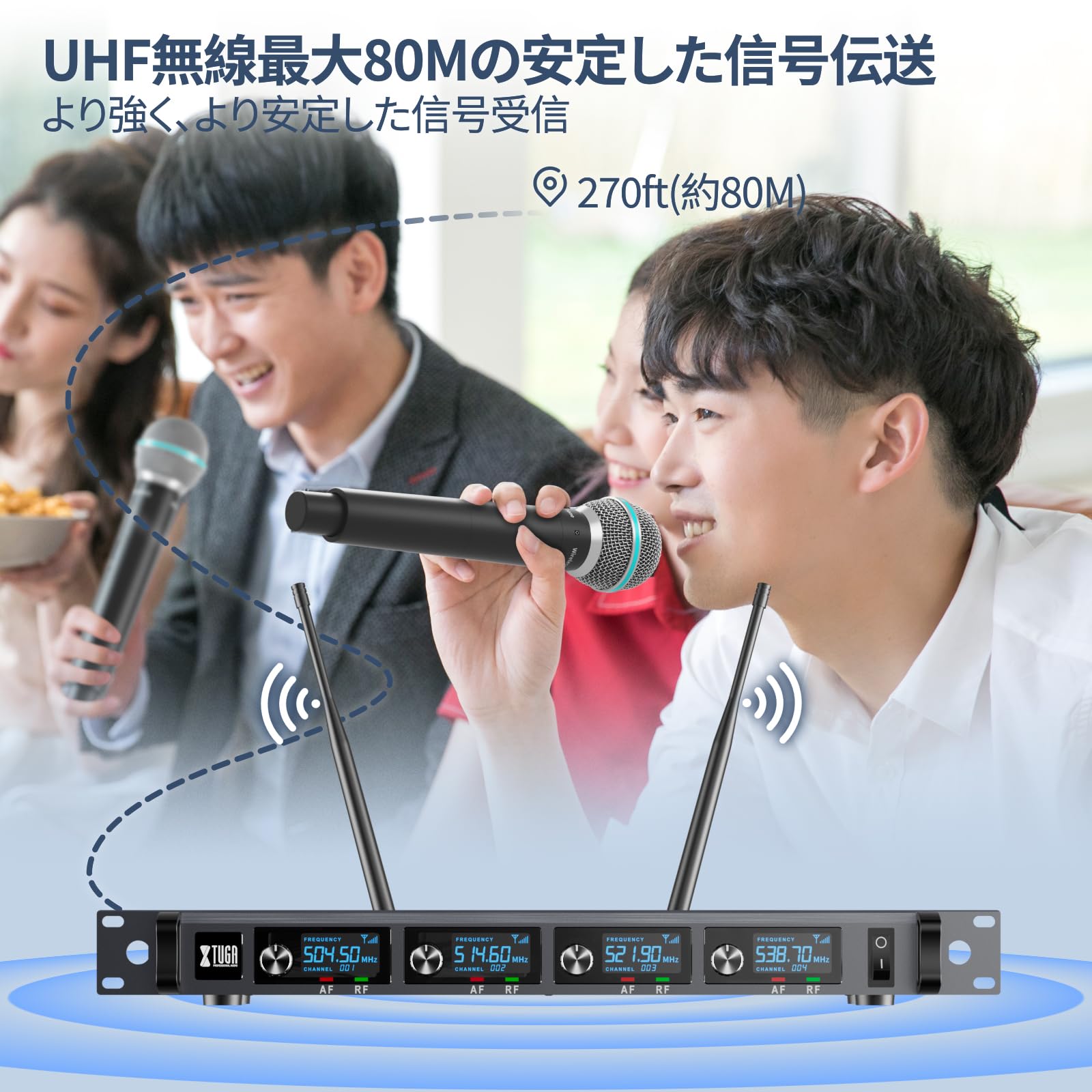 Amazon.co.jp: XTUGA A140 の無線マイクロフォン システム、4 つの
